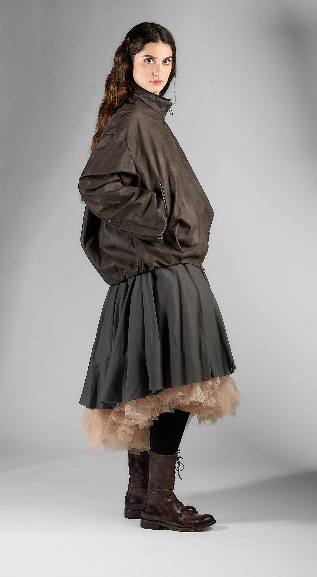 DANIELE BASTA LEATHER AND SILVER JACKET